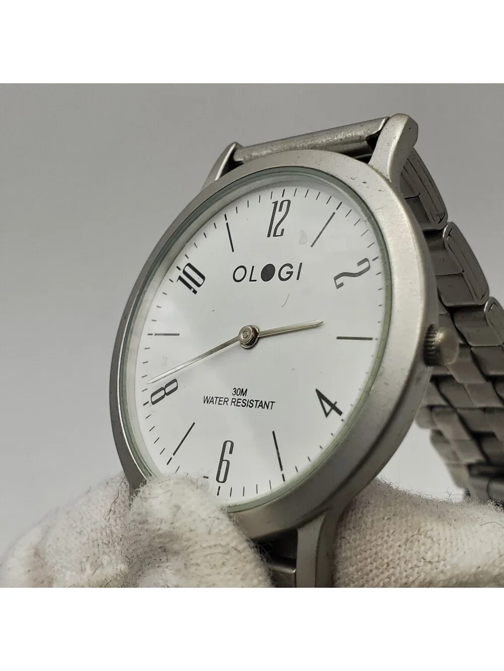 Ologi Quartz Watch 34mm Silver Tone White Dial New Battery